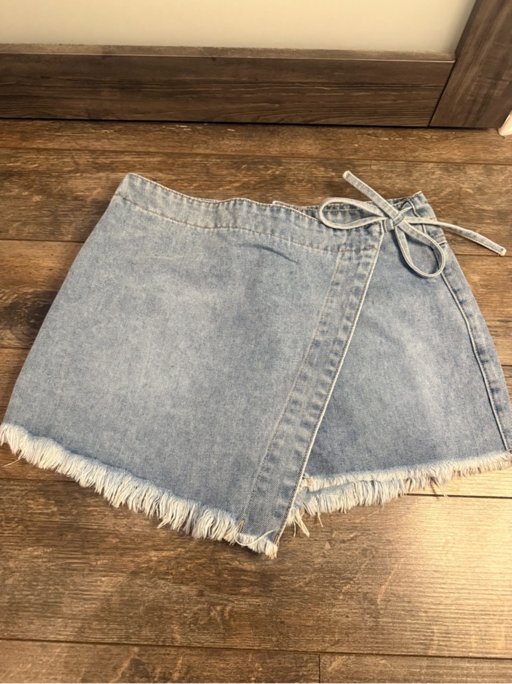 Kancan Light Wash Denim Wrap Skort . Womens medium